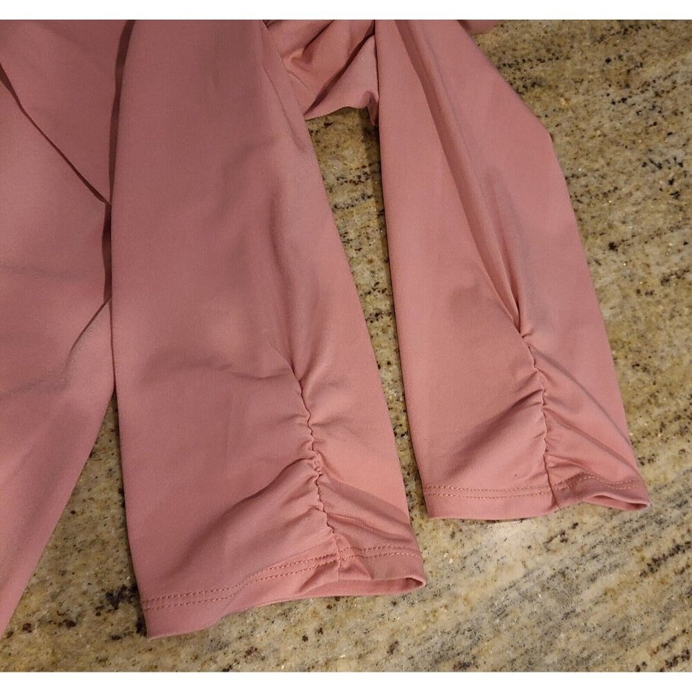Simply Emma Size 1X Sharkbite Hem 3/4 Sleeve Beaded Embellished Neck Top Pink - Picture 12 of 15